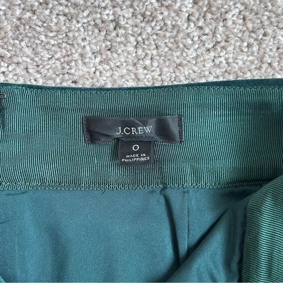 J.Crew Re-Imagined Emerald Green Cotton Stretch Velvet Mini Skirt Size 0 Zip - Picture 4 of 8